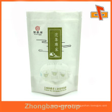 Heat seal zipper top white printed custom paper tea bag with window for packaging